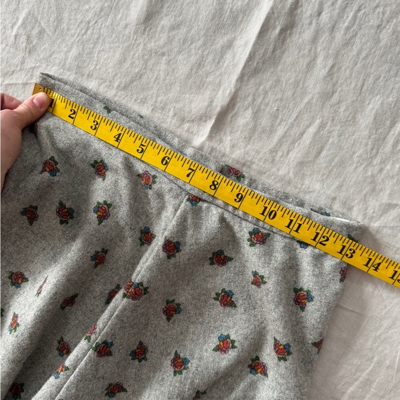 Vintage Grey Floral Midi a line Skirt union made xs s - Picture 11 of 14